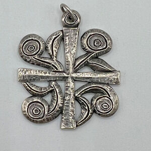 Retired JAMES AVERY Large Heavy Hammered Ornate Cross Pendant